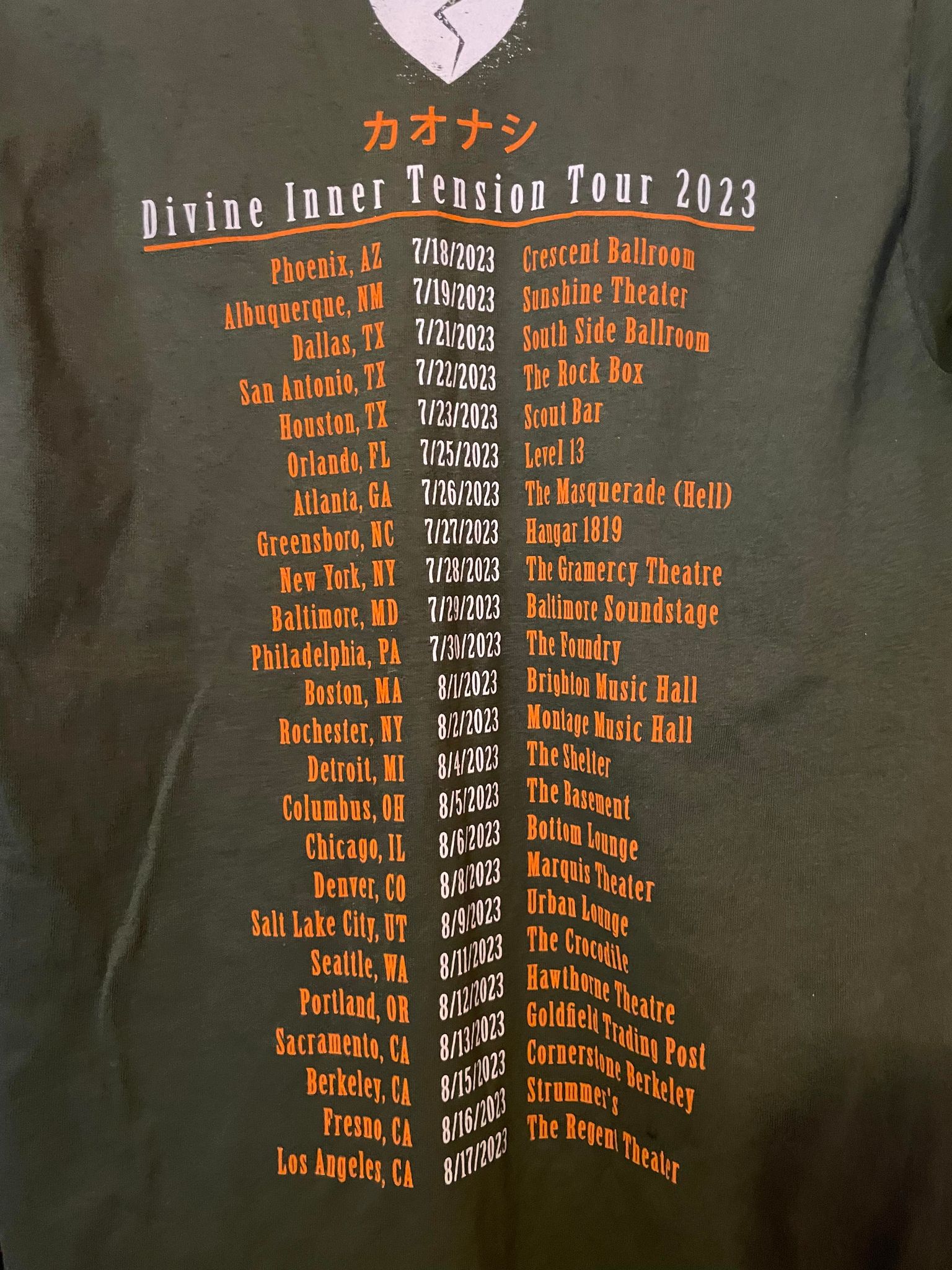 Olive Divine Inner Tension Tour Shirt